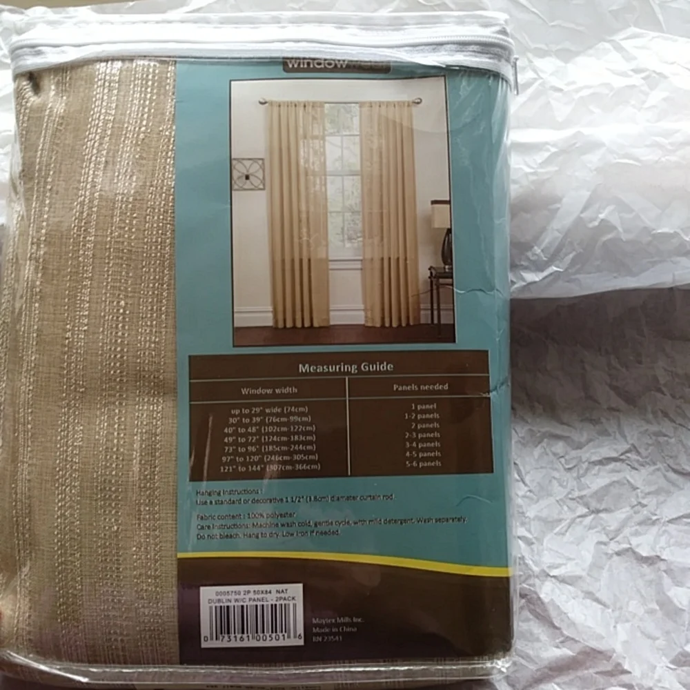Semi-sheer Rod Pocket Window Curtains PAIR NEW